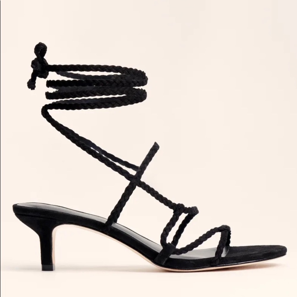 Reformation Black Braided Wrap Sandal